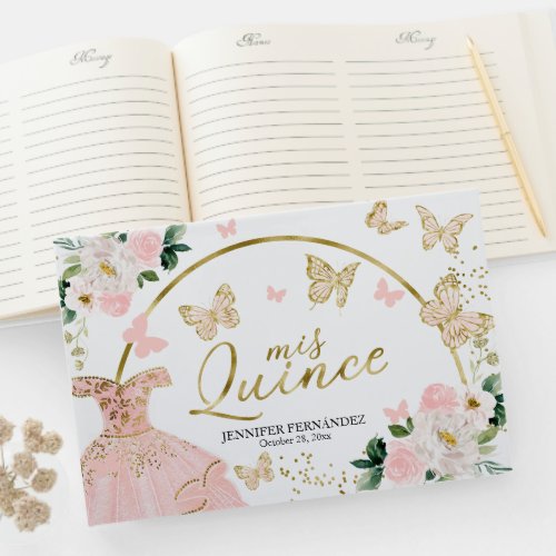 Quinceanera Guest Book Blush Butterfly Dress 