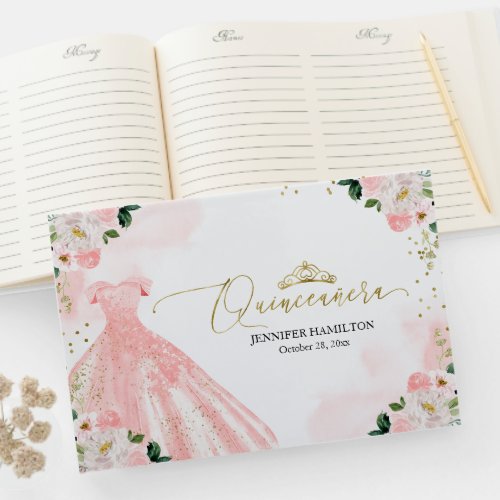 Quinceanera Guest Book Blush Dress Floral