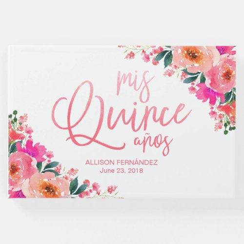 Quinceanera Guest Book Hot Pink  Floral