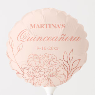 Quinceanera Happy 15th Birthday Pink Rose Gold Balloon