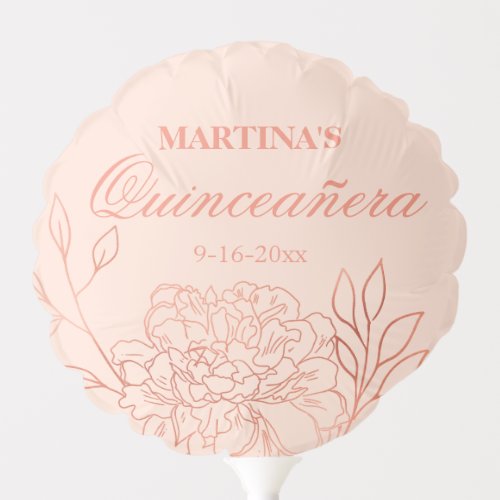 Quinceanera Happy 15th Birthday Pink Rose Gold Balloon