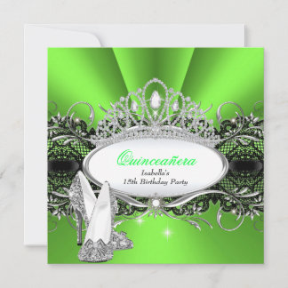 QUINCEANERA High Heels Lime Green Diamond Tiara Invitation