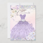 Quinceanera Holographic Dream Dusty Purple Dress Invitation (Front)