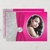 Quinceanera | Hot Pink and Silver | Photo Invitation (Front/Back)