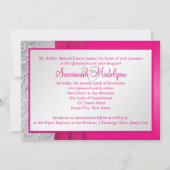 Quinceanera | Hot Pink and Silver | Photo Invitation (Back)