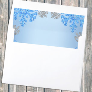 Quinceañera Ice Blue Silver Winter Snowflake Envelope Liner