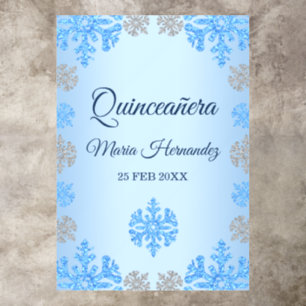 Quinceañera Ice Blue Silver Winter Snowflake Floor Decals