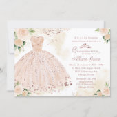 Quinceanera Invitation Bilingual Pink Blush Gown (Back)