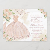 Quinceanera Invitation Bilingual Pink Blush Gown (Front/Back)