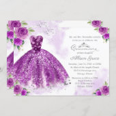Quinceanera Invitation Bilingual Purple Gown (Front/Back)
