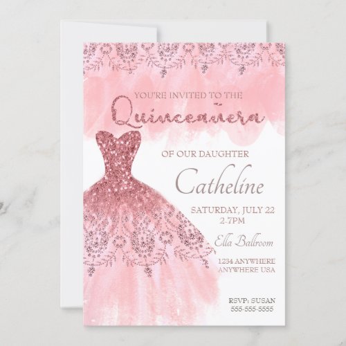 Quinceanera Invitation blush pink 15th birthday