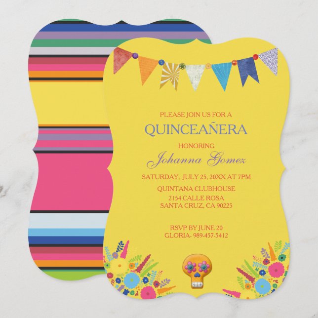 QUINCEAÑERA INVITATION DIA DE LOS MUERTOS (Front/Back)