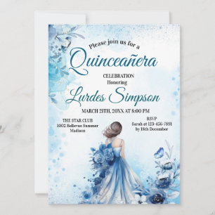  Quinceañera invitation Elegant Blue