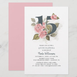 Quinceanera Invitation Floral 15th Birthday Party Stationery