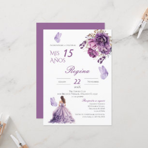 Quinceañera Invitation for Purple Flowers