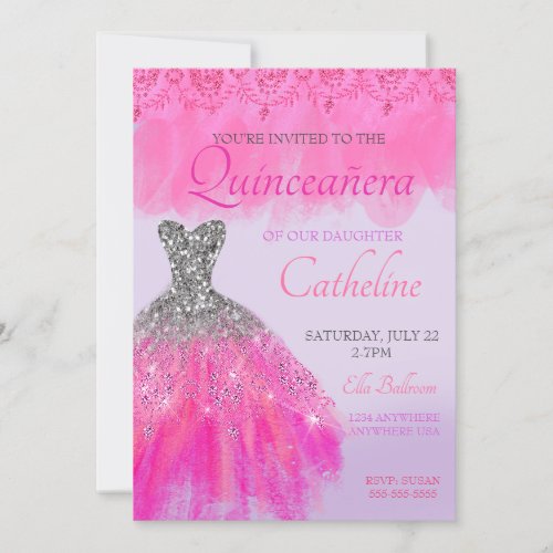 Quinceanera Invitation fuscia15th birthday