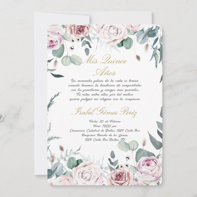 Quinceanera invitation in Spanish (Front)