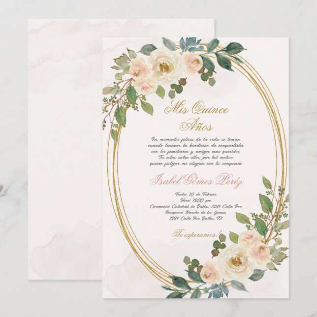 Quinceanera invitation in Spanish (Front/Back)