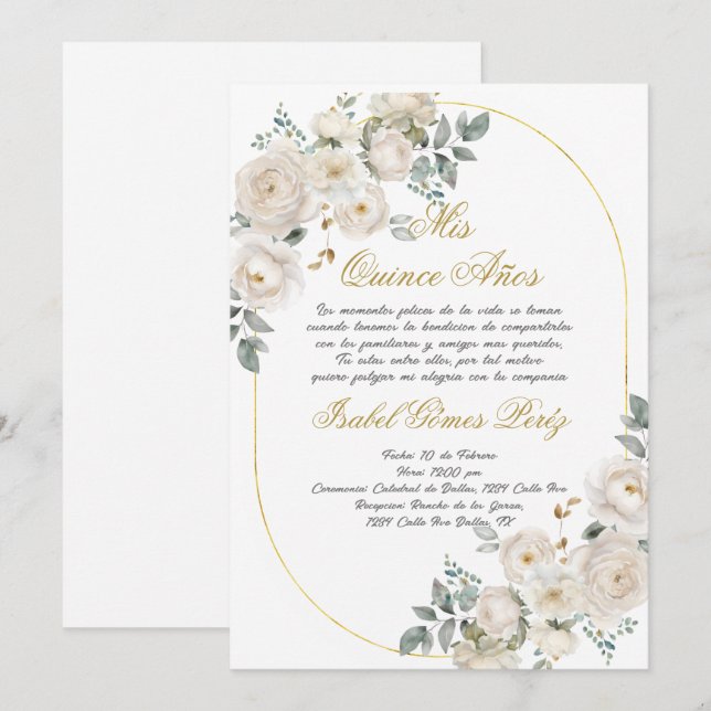 Quinceanera invitation in Spanish (Front/Back)