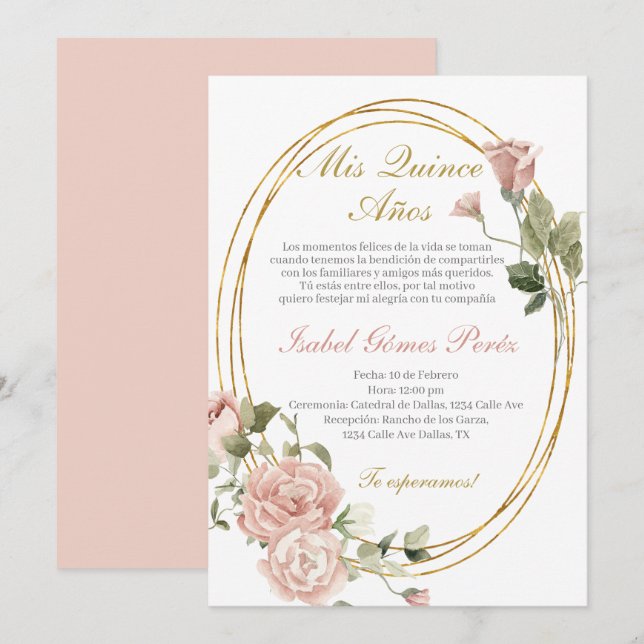 Quinceanera invitation in Spanish (Front/Back)