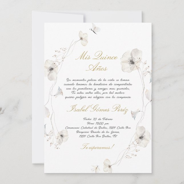 Quinceanera invitation in Spanish (Front)