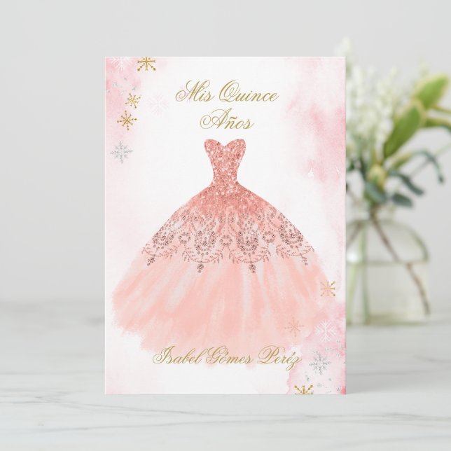 Quinceanera invitation in Spanish (Standing Front)