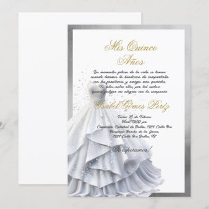 Quinceanera invitation in Spanish color plata