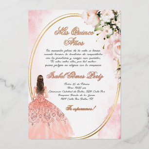 Quinceanera invitation in Spanish Foil Invitation