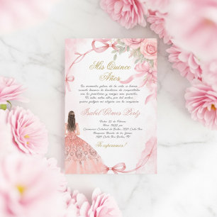 Quinceanera invitation pink coquettein Spanish
