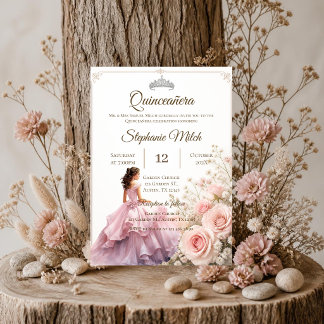 Quinceanera Invitation pink floral