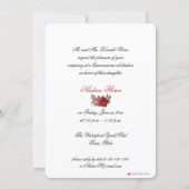 Quinceanera Invitation Red Pink Roses, Lace (Back)