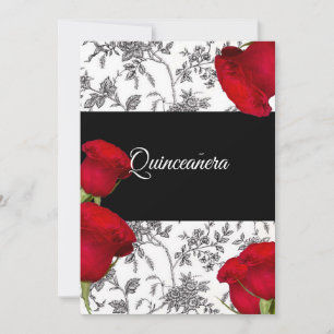 Quinceanera Invitation, Red Roses, Custom Invitation