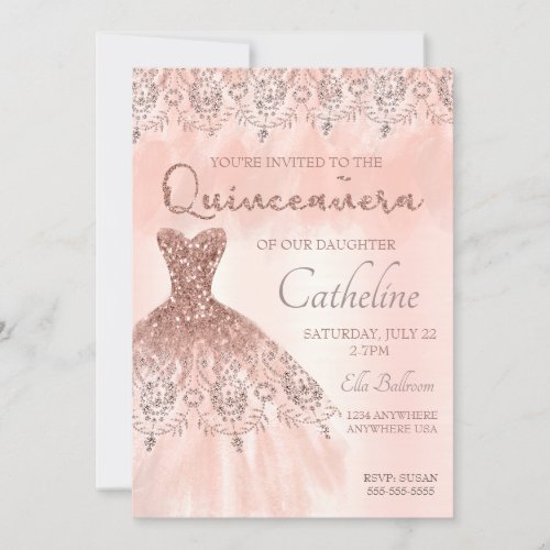 Quinceanera Invitation rose gold 15th birthday