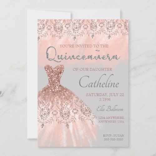 Quinceanera Invitation rose gold 15th birthday