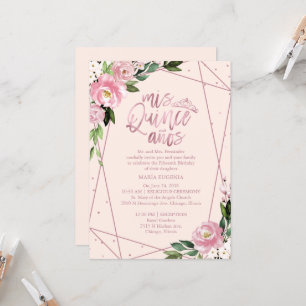 Quinceanera Invitation Rose Gold Foil Pink Floral