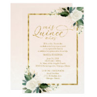 Quinceanera Invitation Spanish Pink Gold Foil