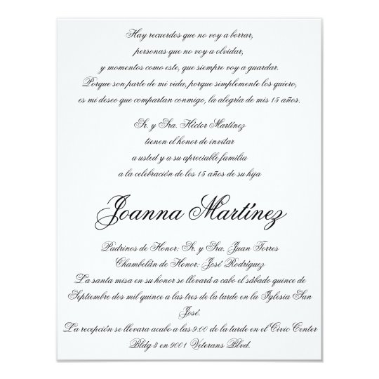 Quinceanera Invitations In Spanish 4 25 X 5 5 Zazzle Com