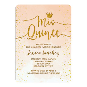 Peach And Gold Invitations Zazzle Quinceañera Invitations Peach Gold Mis Quince