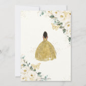 Quinceañera Ivory White Floral Gold Brown Princess Invitation (Back)