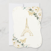 Quinceañera Ivory White Floral Paris Gold Princess Invitation (Back)