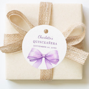Quinceanera lavender bow DIY write by hand Favor Tags