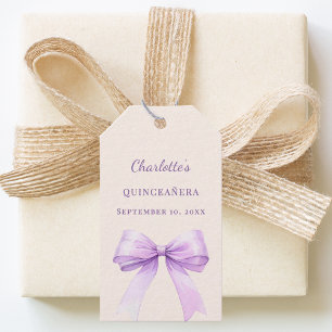 Quinceanera lavender bow ivory DIY write by hand Gift Tags