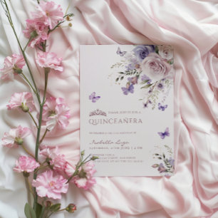Quinceañera Lavender Dusty Purple Butterfly Invitation