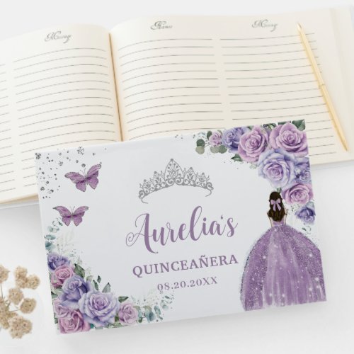QUINCEAERA Lavender Lilac Purple Floral Princess Guest Book