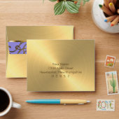 Quinceanera Lavender Purple and Gold Filigree Envelope (Desk)