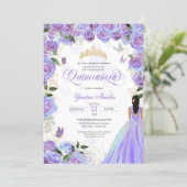 Quinceanera Lavender Purple Elegant Butterfly  Inv Invitation (Standing Front)