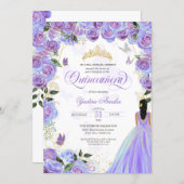 Quinceanera Lavender Purple Elegant Butterfly  Inv Invitation (Front/Back)