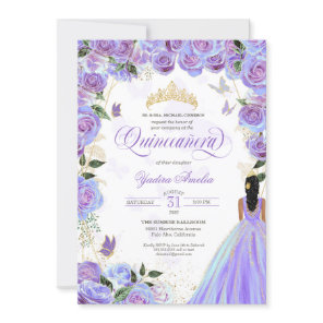 Quinceanera Lavender Purple Elegant Butterfly Invitation