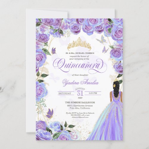 Quinceanera Lavender Purple Elegant Butterfly Invitation