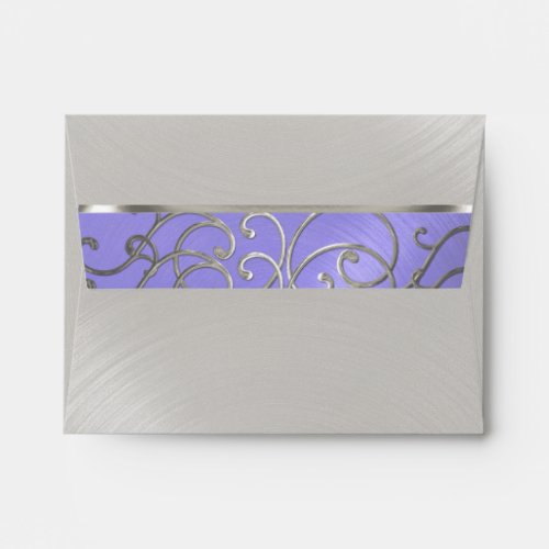 Quinceanera Lavender Purple Silver Filigree Swirls Envelope